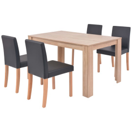 vidaXL Jídelní stůl a židle 5dílná sada umělá kůže a dub černá (243526)