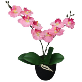 vidaXL Umělá rostlina orchidej s květináčem 30 cm růžová (244422)