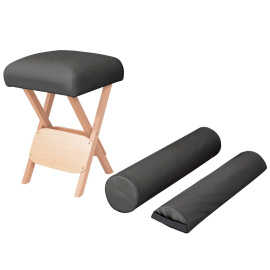 vidaXL Skládací masážní stolička 12 cm silný sedák 2 podhlavníky černá (110147)