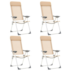 vidaXL Skládací kempingové židle 4 ks krémové hliníkové (44309)