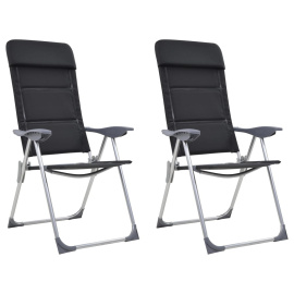 vidaXL Kempingové židle z hliníku 2 ks 58 x 69 x 111 cm černé (44313)