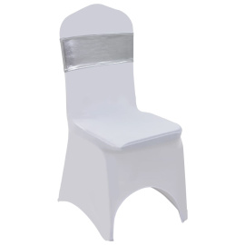 vidaXL Elastické šerpy na židli 25 ks s diamantovou přezkou stříbrné (133580)