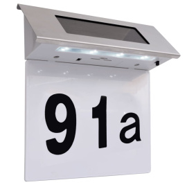 Solární LED svítidlo s číslem domu, nerezová ocel