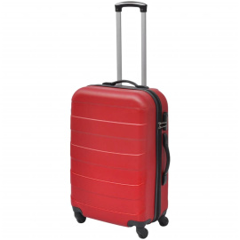 Sada tří skořepinových kufrů na kolečkách, červená
