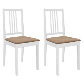 vidaXL Jídelní židle s poduškami 2 ks bílé masivní dřevo (247634)