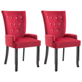 vidaXL Jídelní židle s područkami 2 ks červené samet (276920)