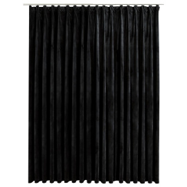 vidaXL Zatemňovací závěs s háčky sametový černý 290 x 245 cm