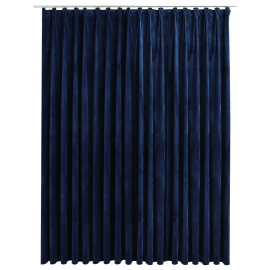 vidaXL Zatemňovací závěs s háčky sametový tmavě modrý 290 x 245 cm