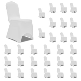 vidaXL Potahy na židle napínací bílé 30 ks (3051637)