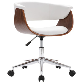 vidaXL Otočná kancelářská židle bílá ohýbané dřevo a umělá kůže (3054831)