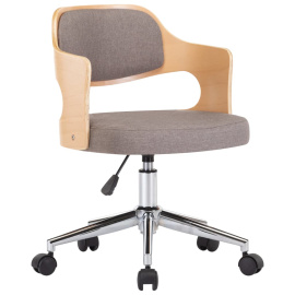 vidaXL Otočná kancelářská židle taupe ohýbané dřevo a textil (3054853)