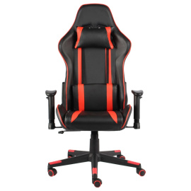 Otočná herní židle červená PVC