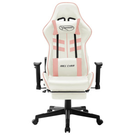 Herní židle bílá a růžová umělá kůže