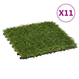 vidaXL Dlaždice s umělou trávou 11 ks zelené 30 x 30 cm