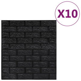 vidaXL 3D tapeta cihly samolepící 10 ks černá (150724)