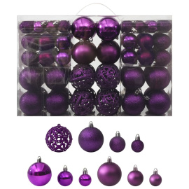 vidaXL Sada vánočních baněk 100 kusů fialová (330086)