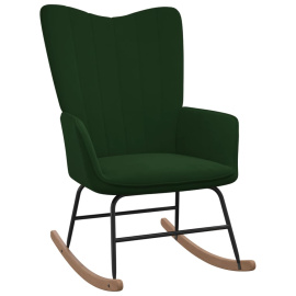 vidaXL Houpací židle tmavě zelená samet (327745)