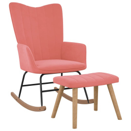 vidaXL Houpací křeslo se stoličkou růžové samet (327758)