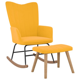 vidaXL Houpací křeslo se stoličkou hořčicově žluté samet (327761)