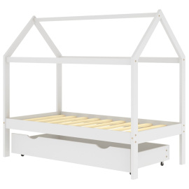 Rám dětské postele se zásuvkou bílý masivní borovice 80x160 cm