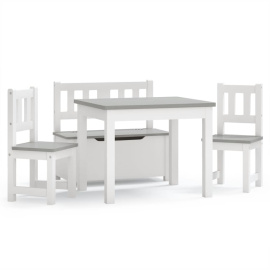 4dílná sada dětského stolu a židlí bílá a šedá MDF