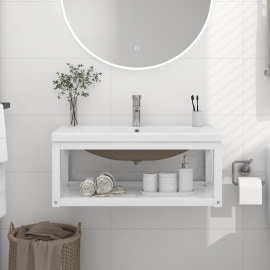 vidaXL Koupelnový rám s vestavěným umyvadlem bílý železo