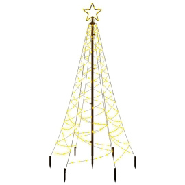 vidaXL Vánoční strom s hrotem 200 teple bílých LED diod 180 cm (343566)