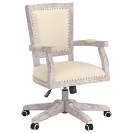 vidaXL Otočná kancelářská židle béžová len