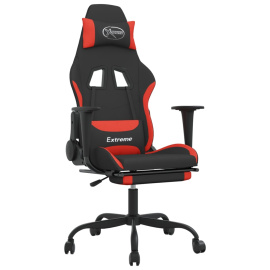 vidaXL Herní židle s podnožkou černá a červená textil
