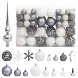 vidaXL 111dílná sada vánočních ozdob bílá a šedá polystyren (356113)