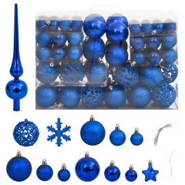 vidaXL 111dílná sada vánočních ozdob modrá polystyren (356118)