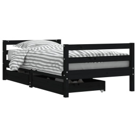 vidaXL Dětská postel se zásuvkami černá 80x160 cm masivní borové dřevo (834446)