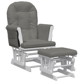 vidaXL Křeslo glider se stoličkou tmavě šedé textil