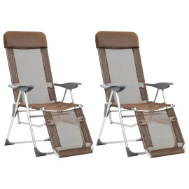 vidaXL Skládací kempingové židle s podnožkami 2 ks hnědé textilen