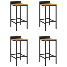 vidaXL Barové stoličky 4 ks černé polyratan a masivní akáciové dřevo (362604)