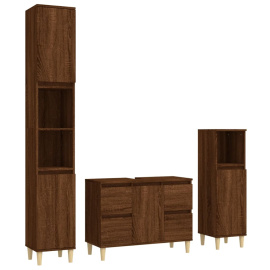 vidaXL 3dílný set koupelnového nábytku hnědý dub kompozitní dřevo