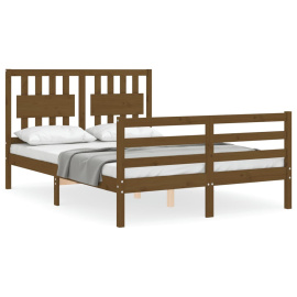 vidaXL Rám postele s čelem medově hnědý Small Double masivní dřevo