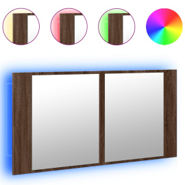 vidaXL LED koupelnová skříňka se zrcadlem hnědý dub 90x12x45 cm akryl (834969)