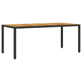 vidaXL Zahradní stůl s akáciovou deskou černý 190x90x75 cm polyratan (365541)