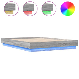 vidaXL Rám postele s LED osvětlením šedý sonoma 160 x 200 cm (3209784)
