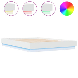 vidaXL Rám postele s LED osvětlením bílý 150 x 200 cm (3209786)