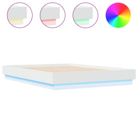 vidaXL Rám postele s LED osvětlením bílý 135 x 190 cm (3209814)