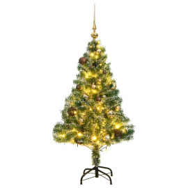 vidaXL Umělý vánoční stromek se 150 LED a sadou koulí zasněžený 120 cm (3210083)