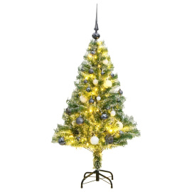 vidaXL Umělý vánoční stromek se 150 LED a sadou koulí zasněžený 150 cm (3210100)