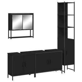 vidaXL 4dílný set koupelnového nábytku černý kompozitní dřevo (3214690)