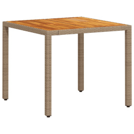 vidaXL Zahradní stůl béžový 90 x 90 x 75 cm polyratan akáciové dřevo (368124)