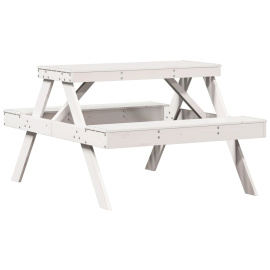 vidaXL Piknikový stůl bílý 105 x 134 x 75 cm masivní borové dřevo (832568)